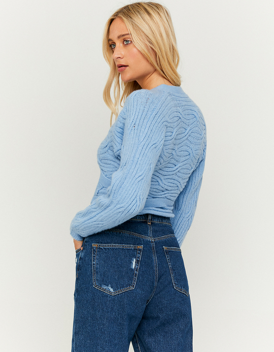 TALLY WEiJL, Cardigan Maille Torsadée Bleu for Women