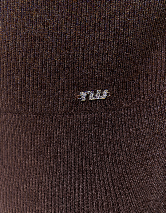 TALLY WEiJL, Braune Cropped Strickjacke mit Reissverschluss for Women
