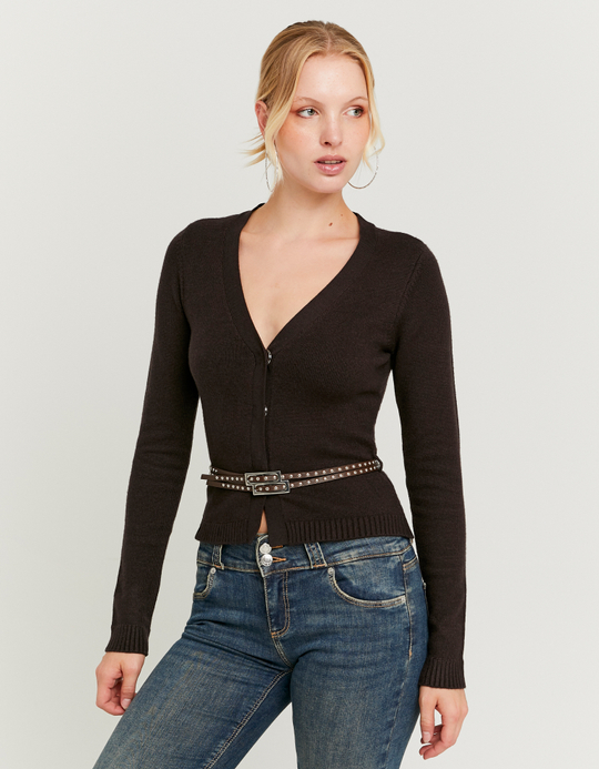 TALLY WEiJL, Brown Knitted Bolero with Belt for Women