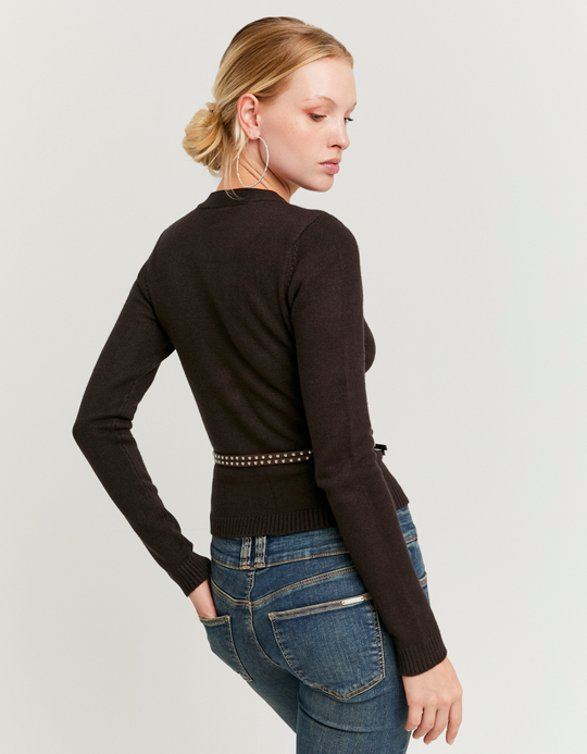 TALLY WEiJL, Brown Knitted Bolero with Belt for Women