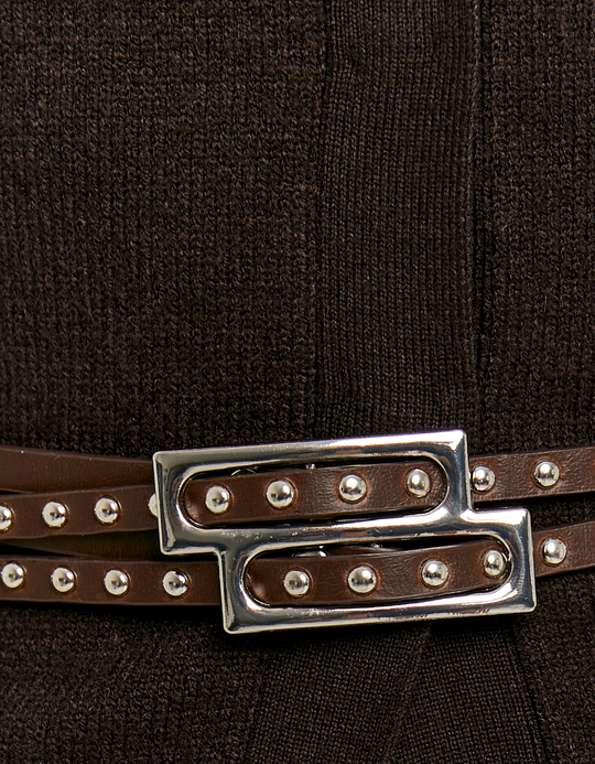 TALLY WEiJL, Brown Knitted Bolero with Belt for Women