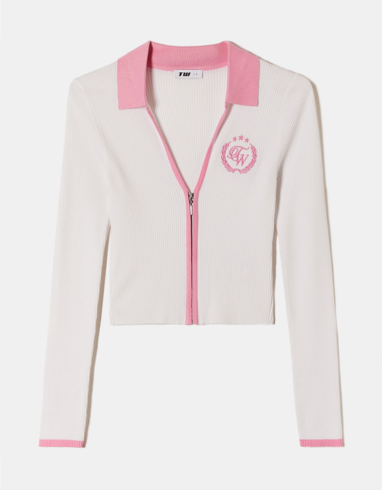 TALLY WEiJL, Gestreifter kurzer Cardigan mit Polo-Kragen for Women