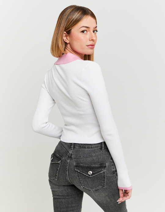 TALLY WEiJL, Gestreifter kurzer Cardigan mit Polo-Kragen for Women