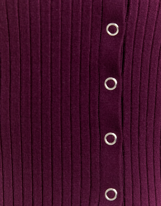 TALLY WEiJL, Purple Knitted Polo Neck Cardigan for Women