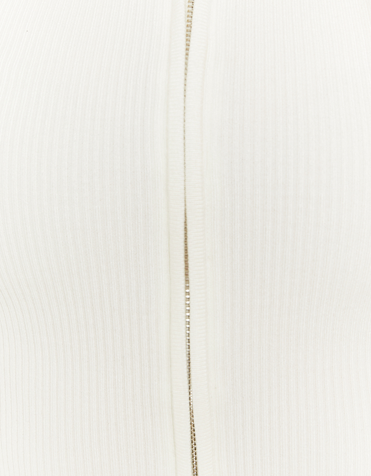 TALLY WEiJL, White Knitted Polo Neck Cardigan for Women