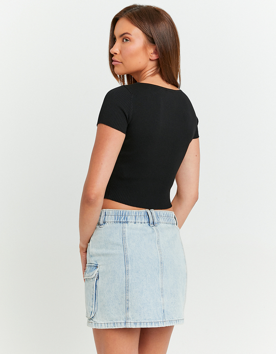 TALLY WEiJL, Black Knitted Zip Up Top for Women
