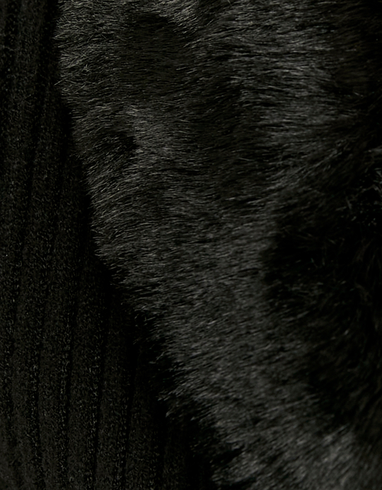 TALLY WEiJL, Black Faux Fur V-Neck Cardigan for Women