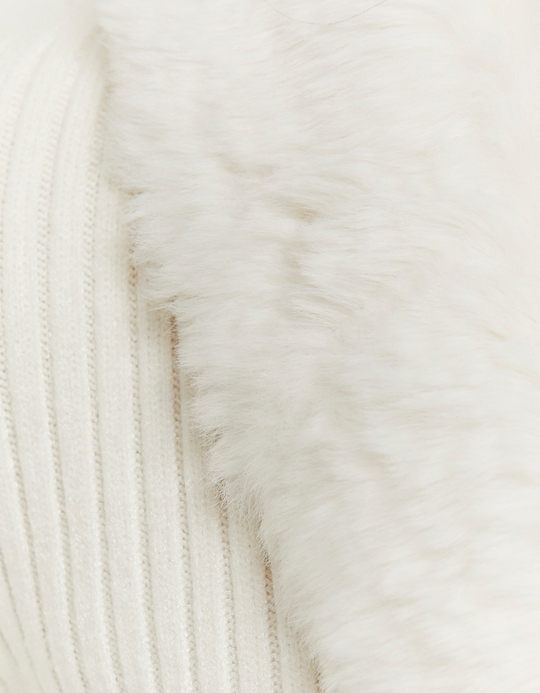 TALLY WEiJL, White Faux Fur V-Neck Cardigan for Women