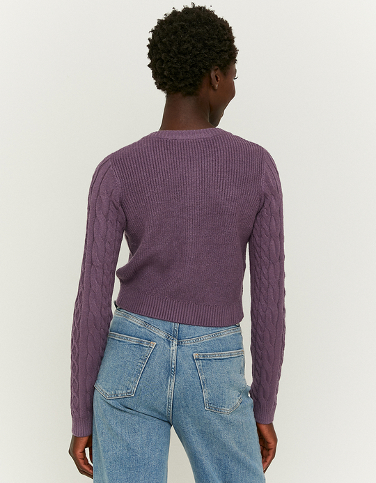 TALLY WEiJL, Cardigan Boutonné en Maille Torsadé Violet for Women