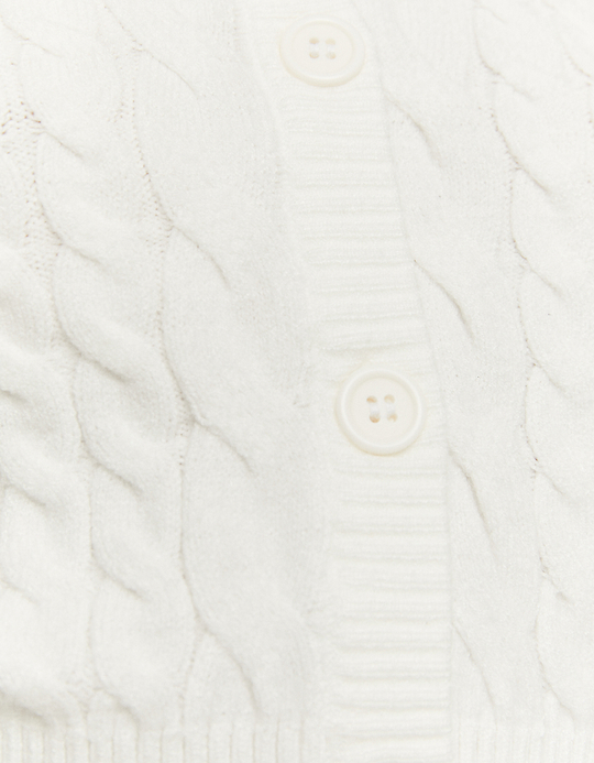 TALLY WEiJL, Cardigan Maille Torsadée à Boutons Blanc for Women