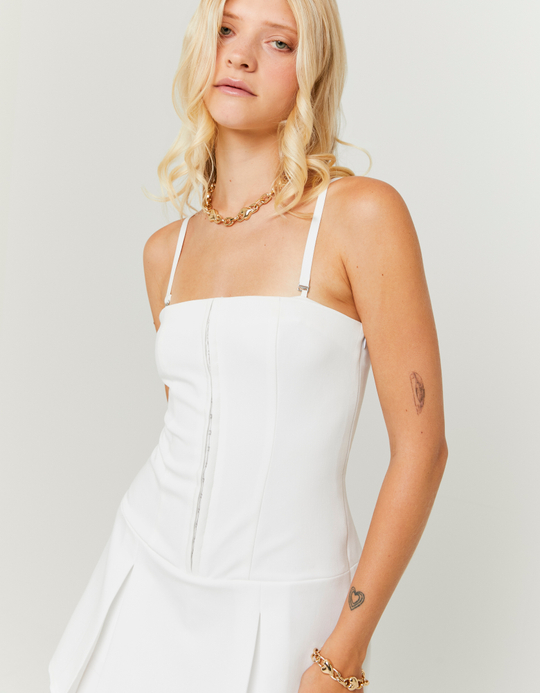 TALLY WEiJL, White Pleated Jumpsuit for Women