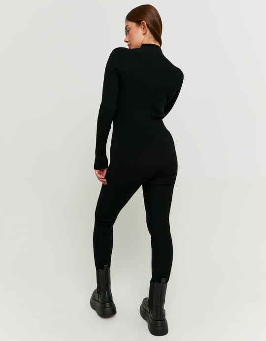 TALLY WEiJL, Combinaison Ajustée Noire en Maille avec Zip for Women