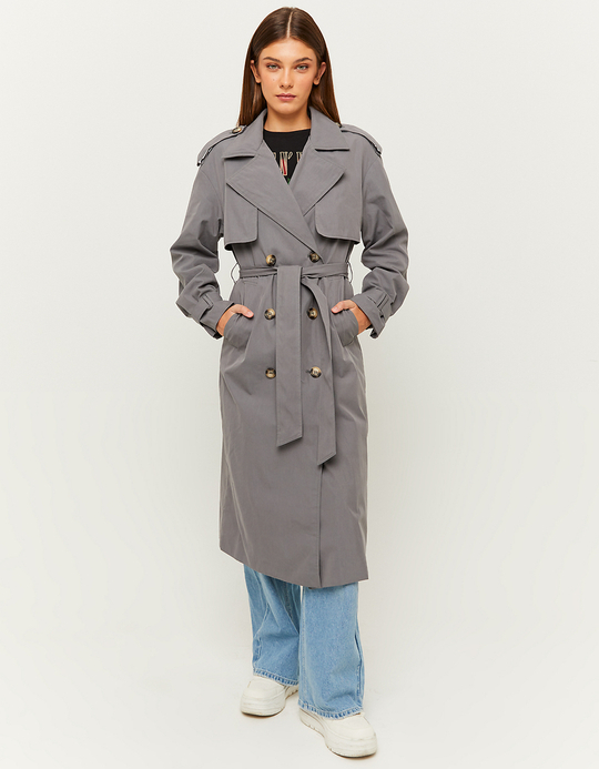 TALLY WEiJL, Grauer langer Trenchcoat for Women