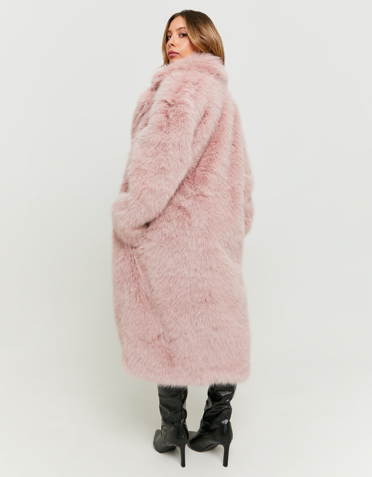 TALLY WEiJL, Pink Faux Fur Long Coat for Women
