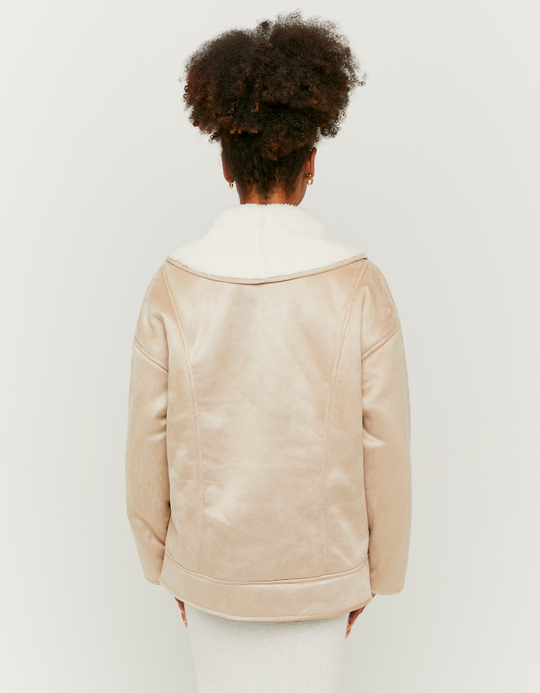 TALLY WEiJL, Beige Faux Shearling Jacke for Women