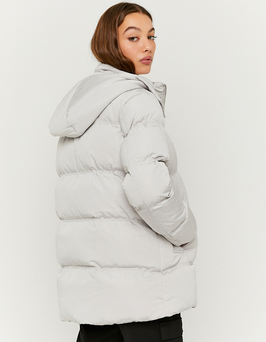 TALLY WEiJL, Grey Hooded Long Puffer Jacket for Women