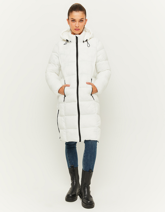 TALLY WEiJL, Weiße gesteppte Jacke mit abnehmbarer Kapuze for Women
