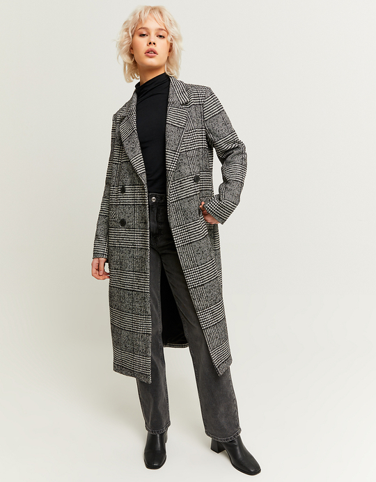 TALLY WEiJL, Faux Wool Checked Long Coat for Women