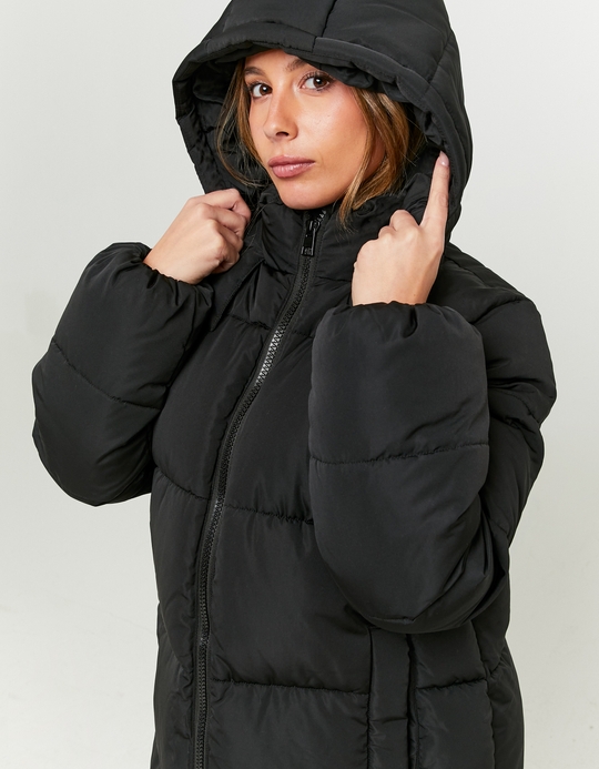 TALLY WEiJL, Black Long Padded Jacket with Hood for Women