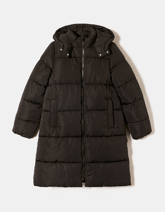 TALLY WEiJL, Schwarze lange Pufferjacke mit Kapuze for Women