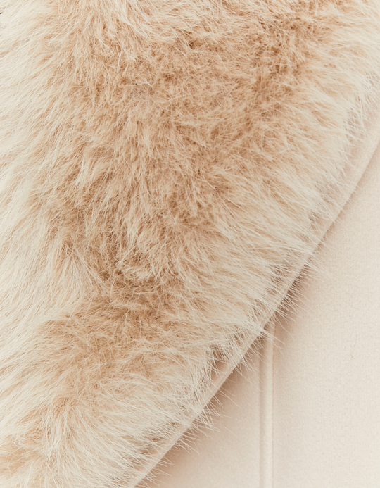 TALLY WEiJL, Beige Long Coat with Faux Fur for Women