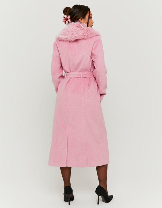 TALLY WEiJL, Langer pinker Mantel aus Kunstfell for Women