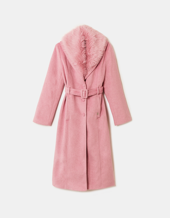 TALLY WEiJL, Langer pinker Mantel aus Kunstfell for Women
