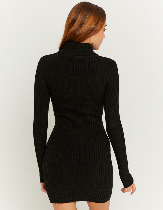 TALLY WEiJL, Black Knit Mini Dress with Cut Out Neckline for Women