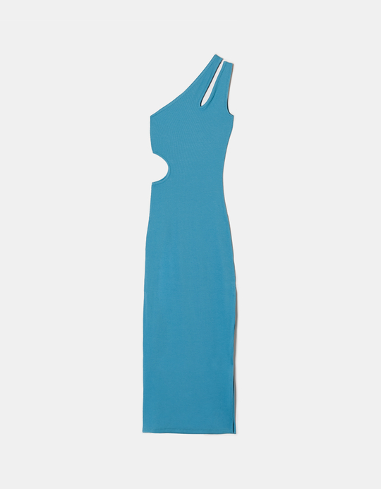 TALLY WEiJL, Robe Longue Bleue Asymétrique avec Découpe for Women
