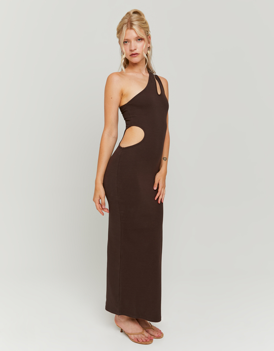 TALLY WEiJL, Brown One Shoulder Long Dress for Women