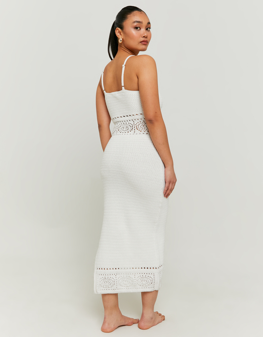 TALLY WEiJL, White Crochet Midi Dress for Women