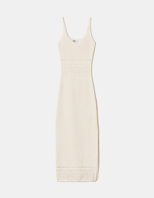 TALLY WEiJL, White Crochet Midi Dress for Women