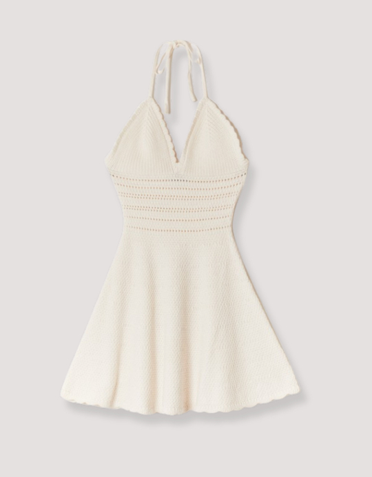 TALLY WEiJL, White Crochet Backless Mini Dress for Women