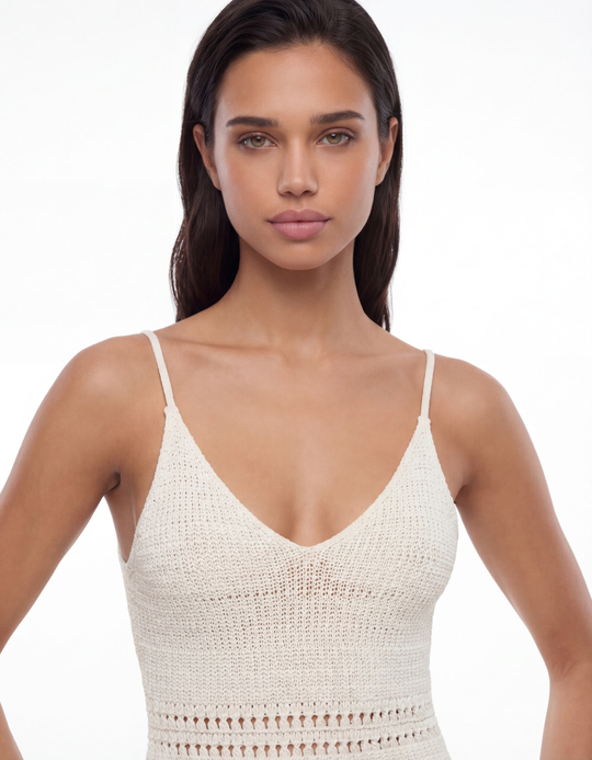 TALLY WEiJL, White Crochet Backless Maxi Dress for Women