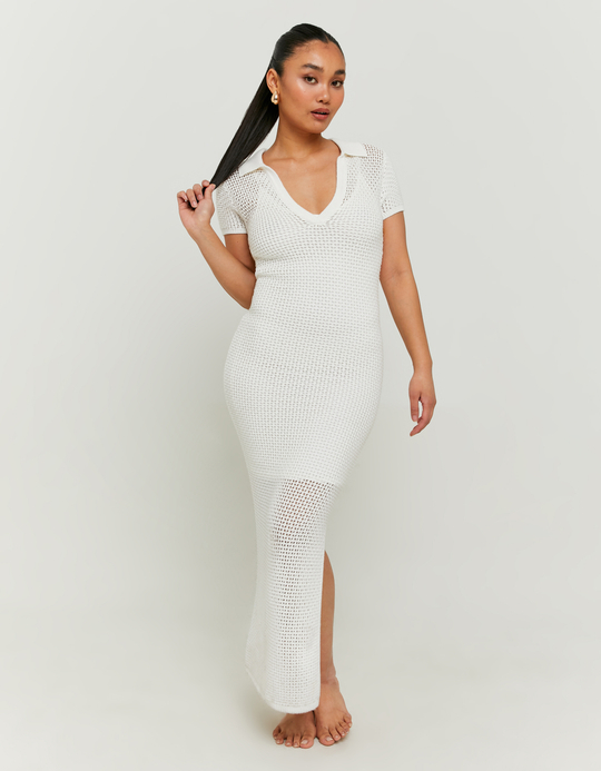 TALLY WEiJL, Weisses Crochet -Polo-Kleid for Women