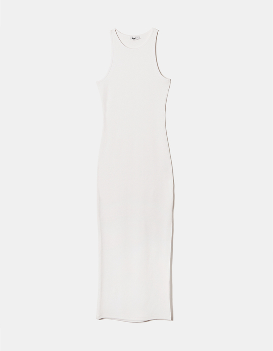 TALLY WEiJL, Φόρεμα Midi Basic Λευκό με άνοιγμα στο πλάι for Women