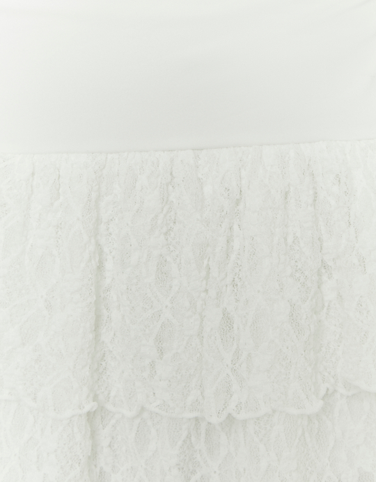 TALLY WEiJL, White Lace Ruffle Mini Dress for Women