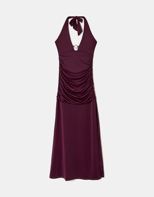 TALLY WEiJL, Burgundy Long Dress with Slit for Women