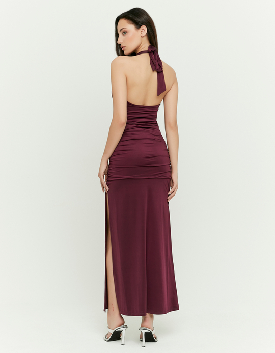 TALLY WEiJL, Burgundy Long Dress with Slit for Women