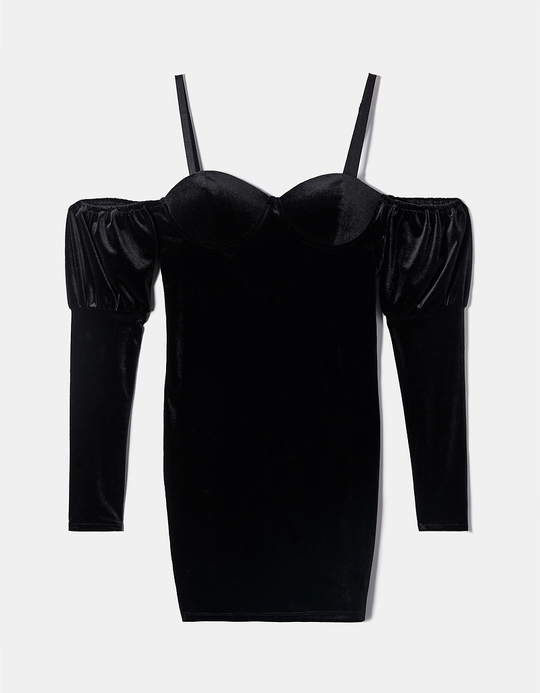 TALLY WEiJL, Schwarzes tailliertes Minikleid mit Puffärmel for Women