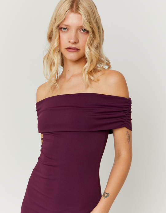 TALLY WEiJL, Robe Courte Violette Épaules Dénudées for Women