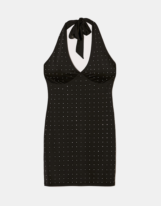 TALLY WEiJL, Black Mini Dress with Strass for Women