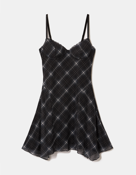 TALLY WEiJL, Grey Checked Mini Dress for Women
