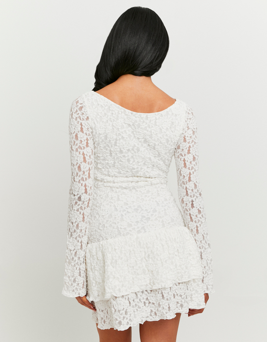 TALLY WEiJL, White Asymmetric Lace Dress for Women