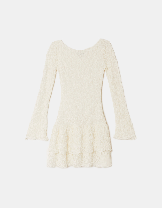 TALLY WEiJL, White Asymmetric Lace Dress for Women