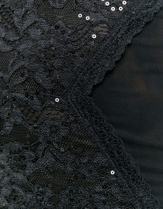 TALLY WEiJL, Schwarzes Minikleid aus floraler Spitze mit Pailletten for Women