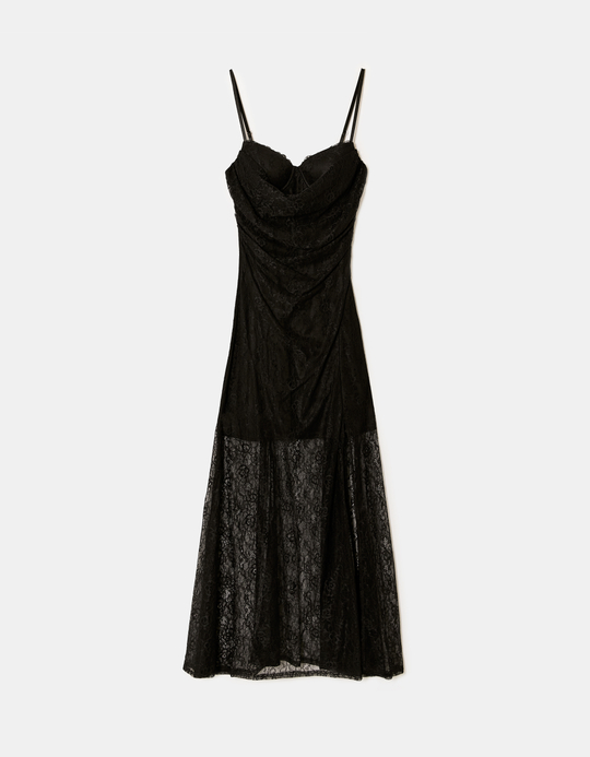 TALLY WEiJL, Long Black Lace Dress for Women