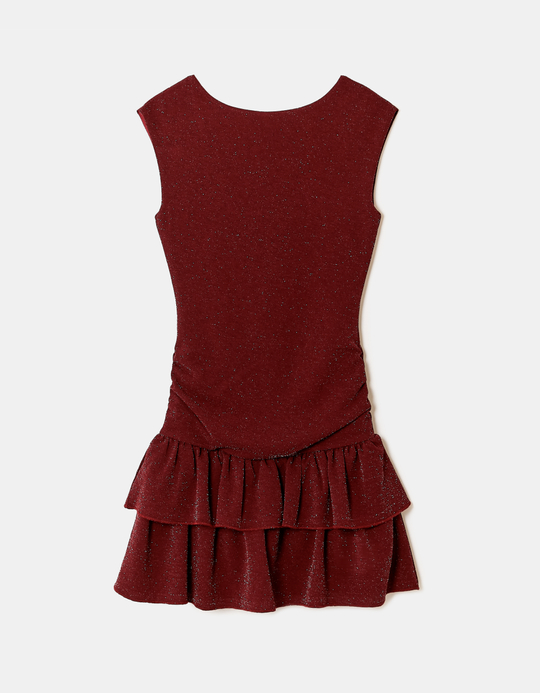 TALLY WEiJL, Burgundy Lurex Dress with Ruffles for Women
