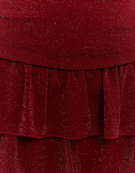 TALLY WEiJL, Burgundy Lurex Dress with Ruffles for Women