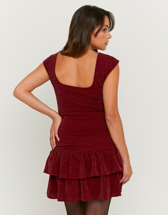TALLY WEiJL, Burgundy Lurex Dress with Ruffles for Women